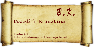 Bodzán Krisztina névjegykártya